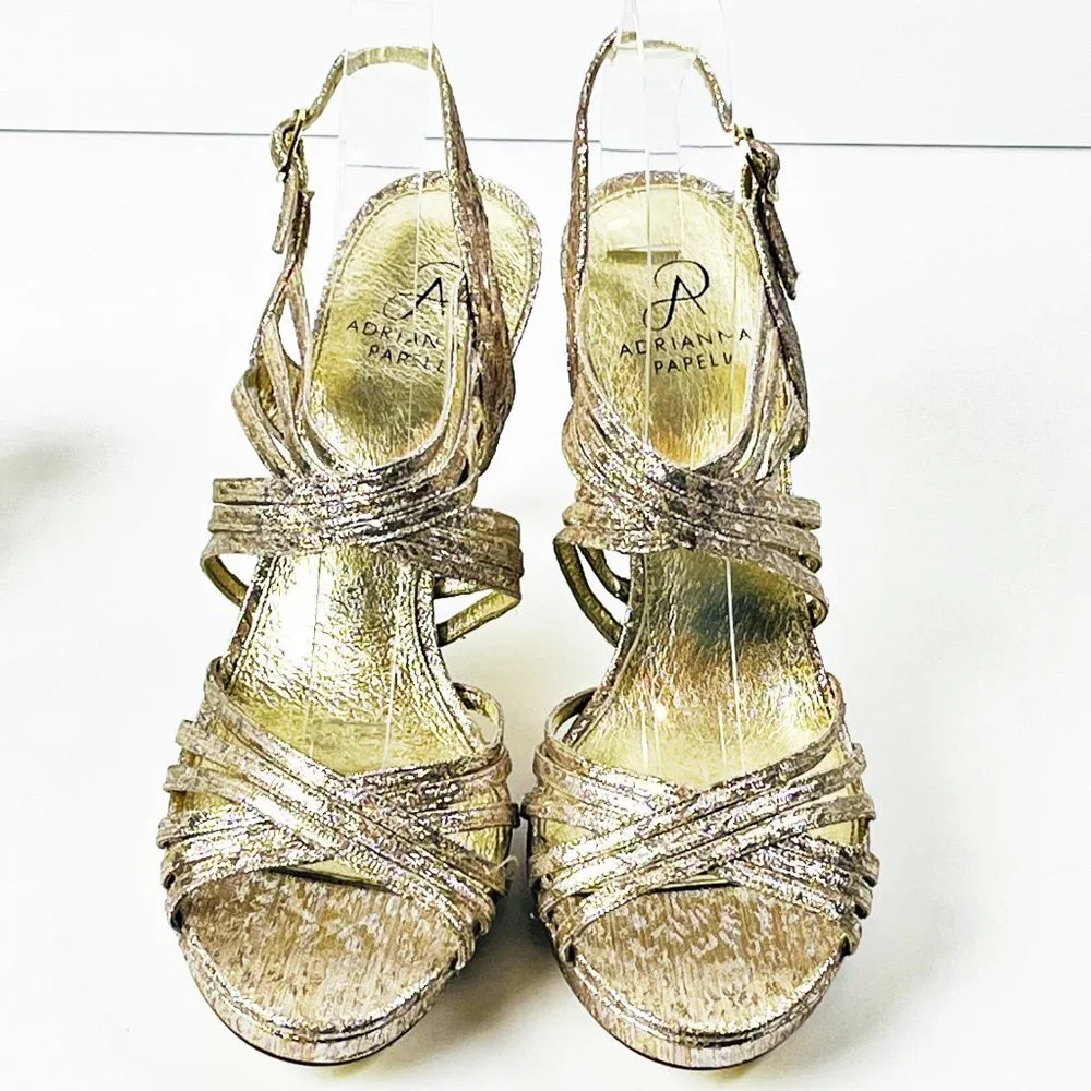 2/$30 NWT Adrianna Papell Gold Strappy Heels 9.5M